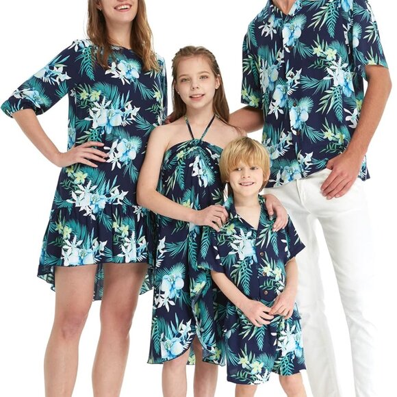 Family Hawaiian Luau Clothes 100% Rayon Matching Sets Beach Party - Picture 1 of 8